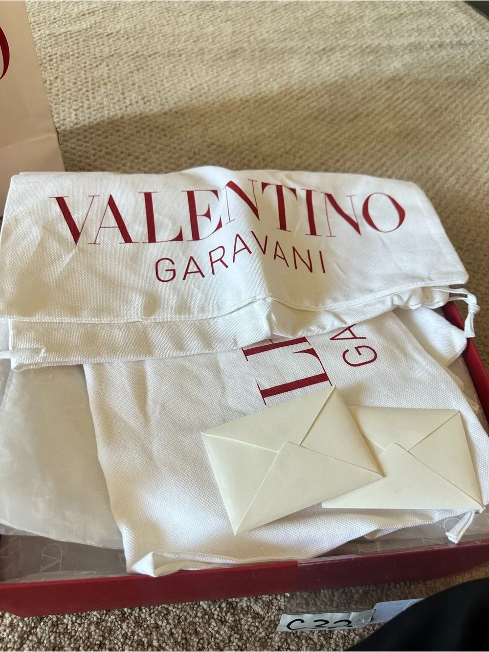 Valentino White Shopping Tote Bag with Red Logo